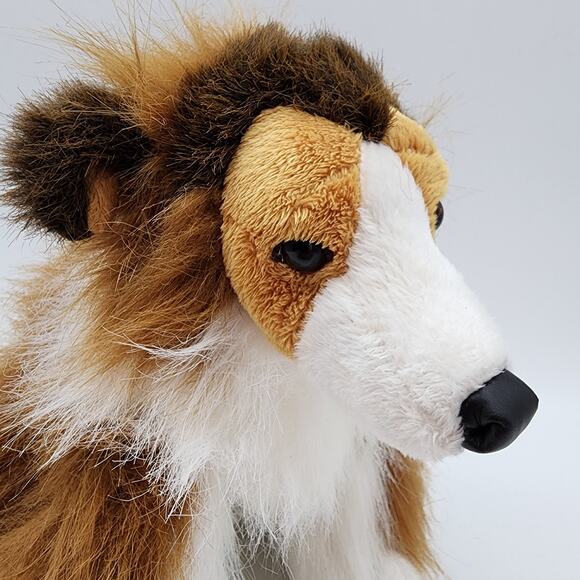 Ganz Webkinz Collie Dog Plush 9" Fluffy Brown Fur Leather Nose HM149 No Code - Picture 5 of 9